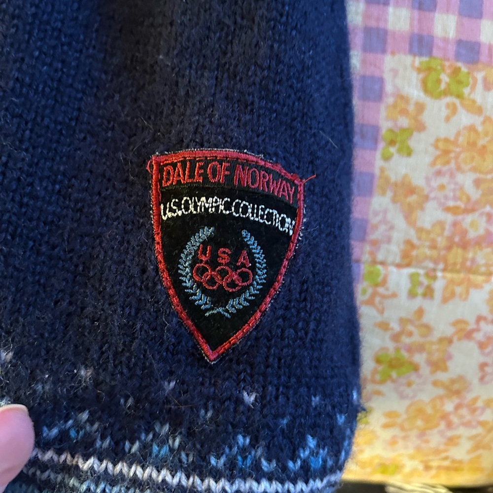 Dale of Norway Navy Blue and White Zip Up Sweater - Picture 4 of 5